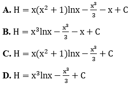 Trắc nghiệm tìm nguyên hàm bằng phương pháp từng phần có đáp án (ảnh 29)
