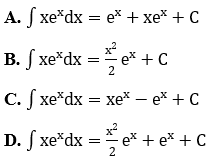 Trắc nghiệm tìm nguyên hàm bằng phương pháp từng phần có đáp án (ảnh 5)