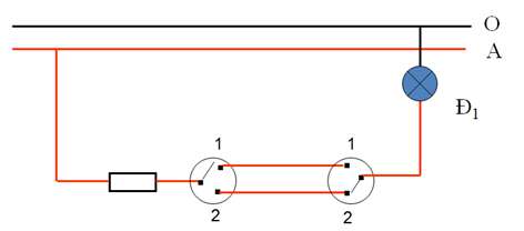 Vẽ sơ đồ mạch điện 2 công tắc 3 cực điều khiển 1 đèn (ảnh 4)