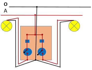 Vẽ sơ đồ nguyên lý và sơ đồ lắp đặt mạch điện 2 công tắc 2 cực điều khiển 2 đèn (ảnh 3)