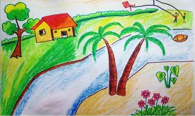 Cách vẽ tranh phong cảnh mùa hè đơn giản cho lớp 7?
