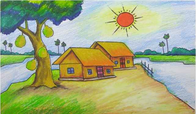 Vẽ tranh phong cảnh quê hương lớp 7 đơn giản nhất (ảnh 8)