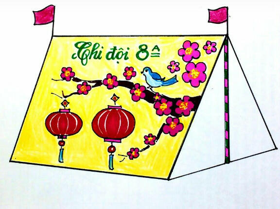 Vẽ tranh trang trí lều trại lớp 8 đơn giản