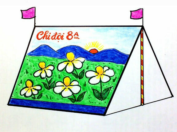 Vẽ tranh trang trí lều trại lớp 8 đơn giản