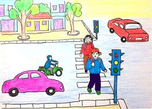 Vẽ tranh về đề tài an toàn giao thông lớp 5 xuất sắc nhất (ảnh 2)