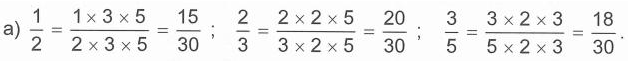 Viết các phấn số lần lượt bằng 5/6, 9/8 và có mẫu số chung là 24? (ảnh 9)