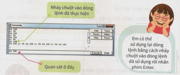 Viết câu lệnh để rùa vẽ hình vuông có cạnh là 50 bước (ảnh 4)