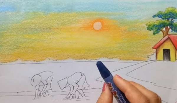 Soạn Mĩ thuật lớp 9: Cách vẽ tranh đề tài phong cảnh quê hương lớp 9 đơn giản (ảnh 8)