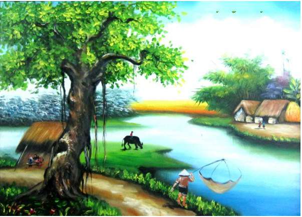 Cách vẽ tranh đề tài phong cảnh làng quê Việt Nam đẹp  -  Giáo dục trung học Đồng Nai
