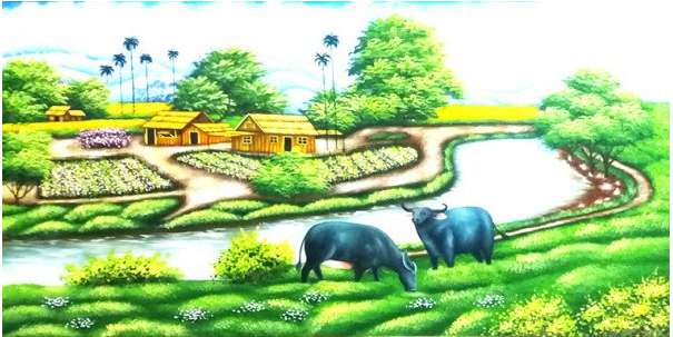 Soạn Mĩ thuật lớp 9: Cách vẽ tranh đề tài phong cảnh làng quê Việt Nam đẹp (ảnh 5)