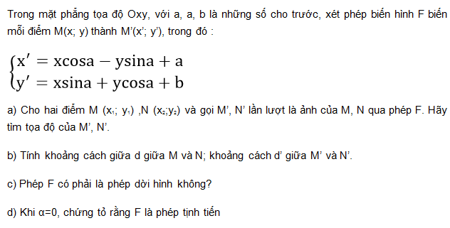 Giải Toán 11 nâng cao: Bài 5 trang 9 sgk Hình học 11 nâng cao 