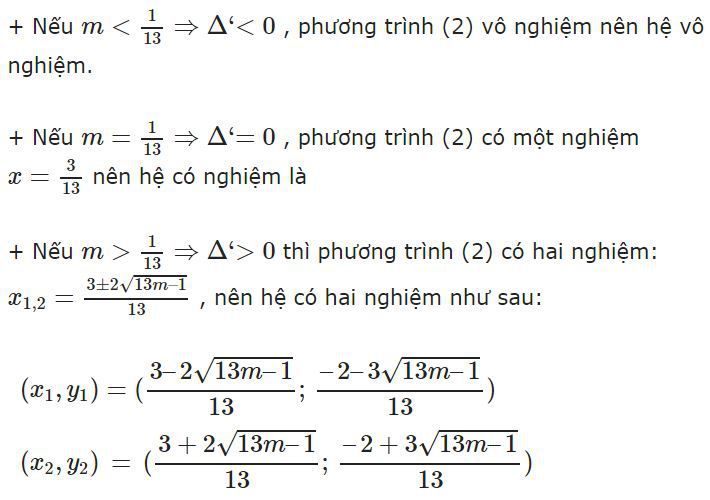 Phương trình (**) có Δ '= 4 (13m - 1).