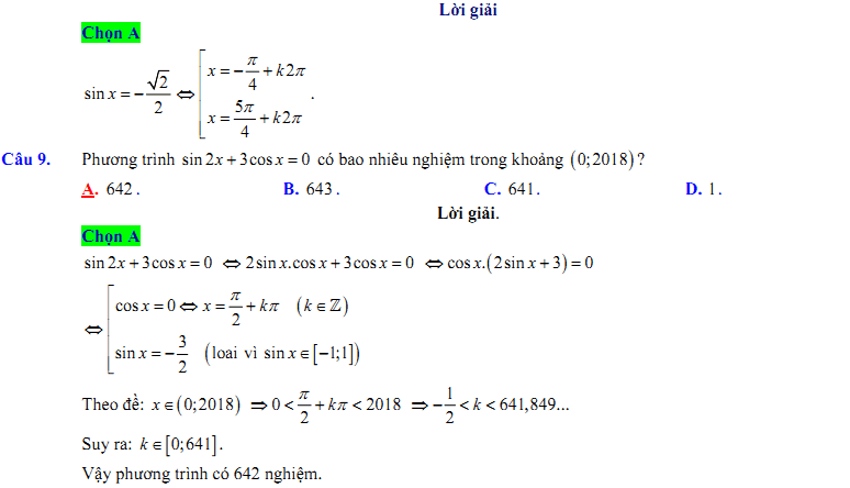Đề kiểm tra 1 tiết Toán 11 Chương 1 Đại số - Đề 4 - Toploigiai