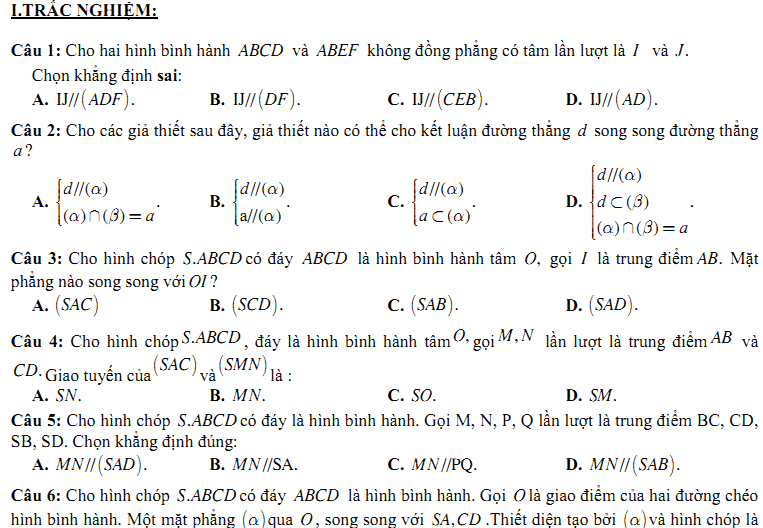 Đề kiểm tra 1 tiết Toán 11 Chương 2 Hình học - Đề 2 I Toploigiai
