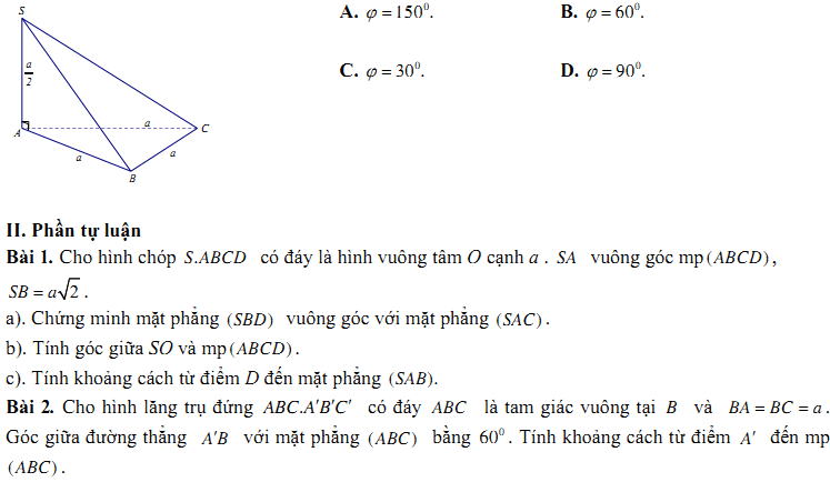 Đề kiểm tra 1 tiết Toán 11 Chương 3 Hình học - Đề 10 I Toploigiai