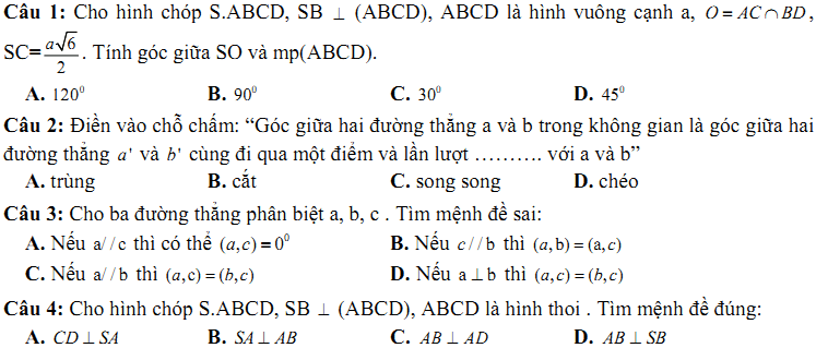 Đề kiểm tra 1 tiết Toán 11 Chương 3 Hình học - Đề 17 I Toploigiai