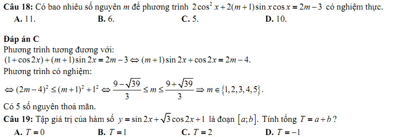 Đề kiểm tra 1 tiết Toán 11 Chương 1 Đại số - Đề 11 - Toploigiai