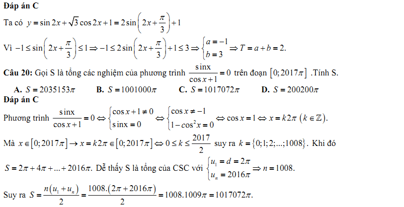 Đề kiểm tra 1 tiết Toán 11 Chương 1 Đại số - Đề 11 - Toploigiai