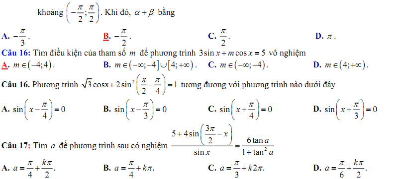 Đề kiểm tra 1 tiết Toán 11 Chương 1 Đại số - Đề 11 - Toploigiai