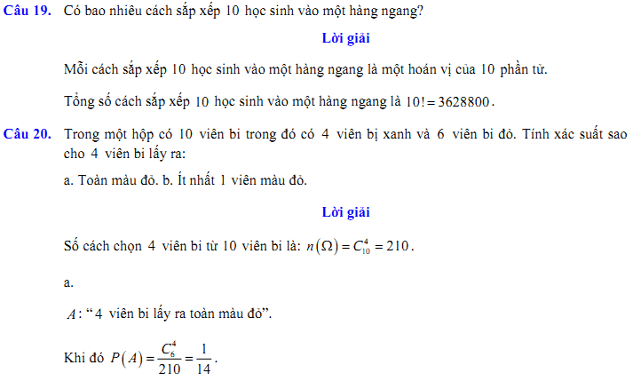 Đề kiểm tra 1 tiết Toán 11 Chương 2 Đại số - Đề 29  I Toploigiai