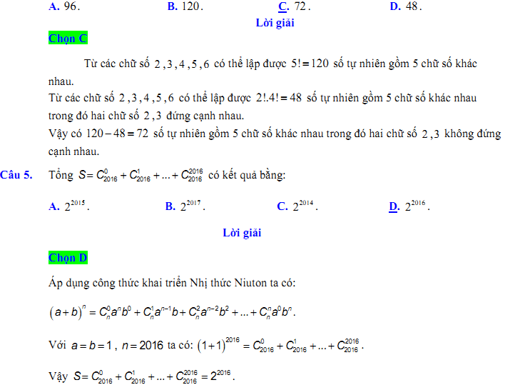 Đề kiểm tra 1 tiết Toán 11 Chương 2 Đại số - Đề 29  I Toploigiai