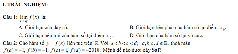 Đề kiểm tra 1 tiết Toán 11 Chương 4 Đại số - Đề 13 I Toploigiai