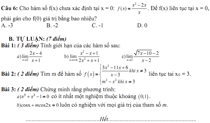 Đề kiểm tra 1 tiết Toán 11 Chương 4 Đại số - Đề 3 I Toploigiai