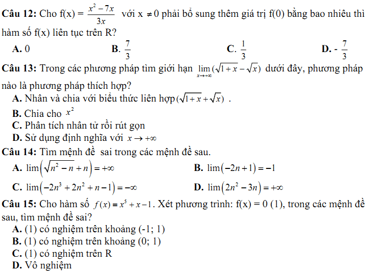 Đề kiểm tra 1 tiết Toán 11 Chương 4 Đại số - Đề 5 I Toploigiai