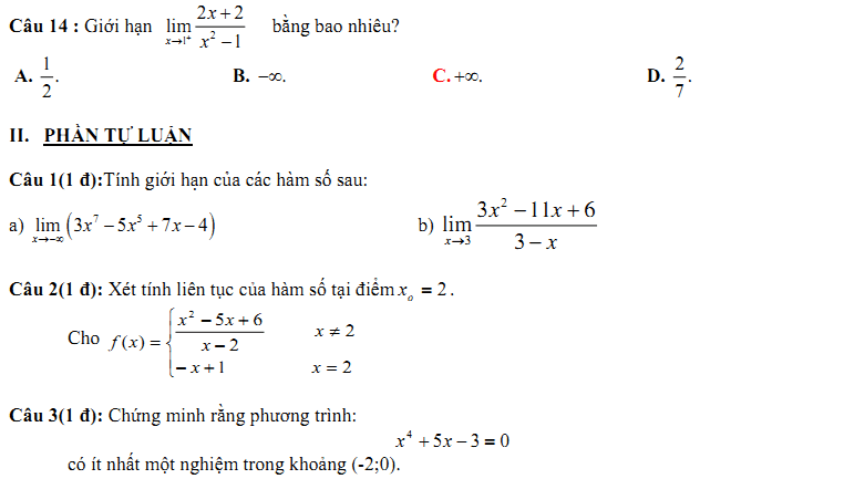 Đề kiểm tra 1 tiết Toán 11 Chương 4 Đại số - Đề 6 I Toploigiai
