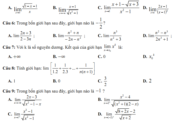 Đề kiểm tra 1 tiết Toán 11 Chương 4 Đại số - Đề 7 I Toploigiai