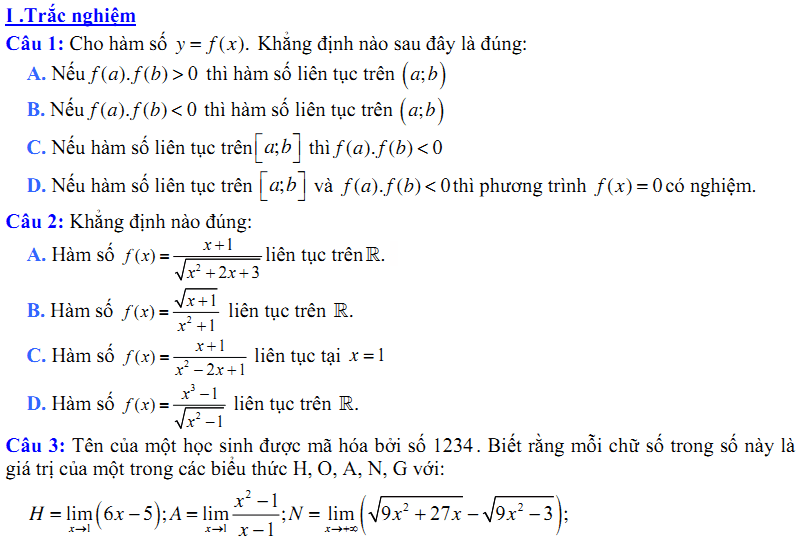 Đề kiểm tra 1 tiết Toán 11 Chương 4 Đại số - Đề 8 I Toploigiai