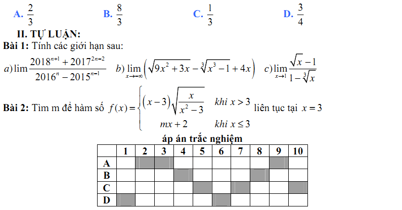 Đề kiểm tra 1 tiết Toán 11 Chương 4 Đại số - Đề 8 I Toploigiai