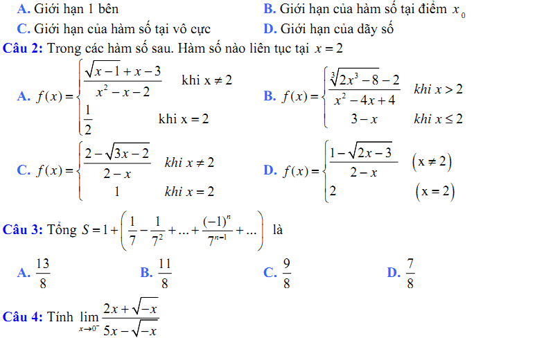 Đề kiểm tra 1 tiết Toán 11 Chương 4 Đại số - Đề 9 I Toploigiai