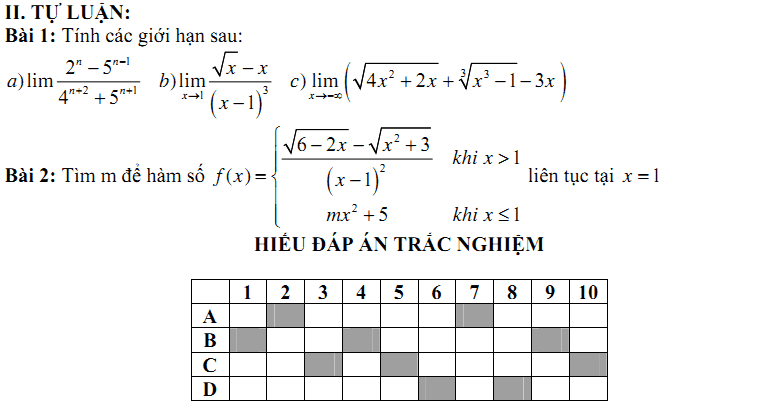 Đề kiểm tra 1 tiết Toán 11 Chương 4 Đại số - Đề 9 I Toploigiai