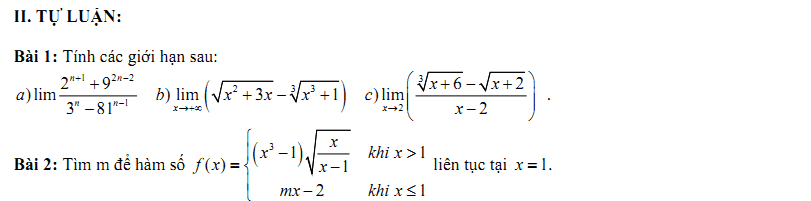 Đề kiểm tra 1 tiết Toán 11 Chương 4 Đại số - Đề 14 I Toploigiai