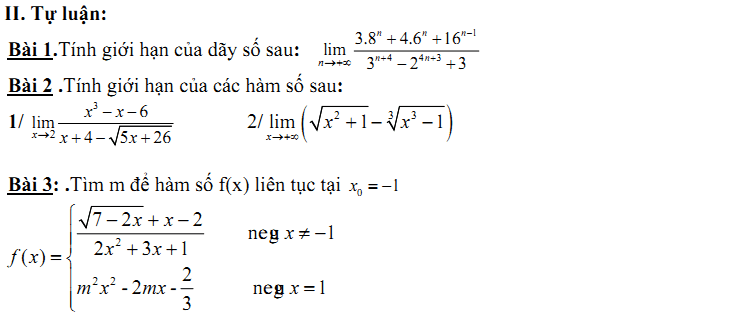 Đề kiểm tra 1 tiết Toán 11 Chương 4 Đại số - Đề 15 I Toploigiai