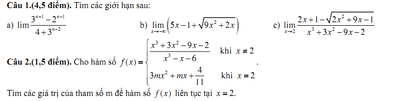 Đề kiểm tra 1 tiết Toán 11 Chương 4 Đại số - Đề 16 I Toploigiai