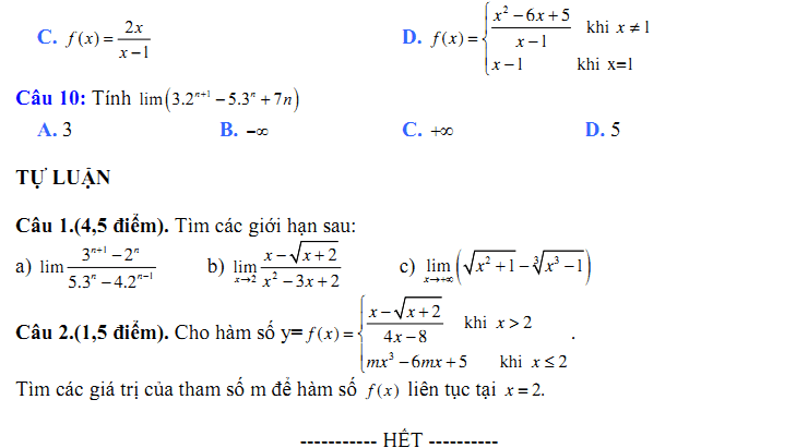 Đề kiểm tra 1 tiết Toán 11 Chương 4 Đại số - Đề 20 I Toploigiai