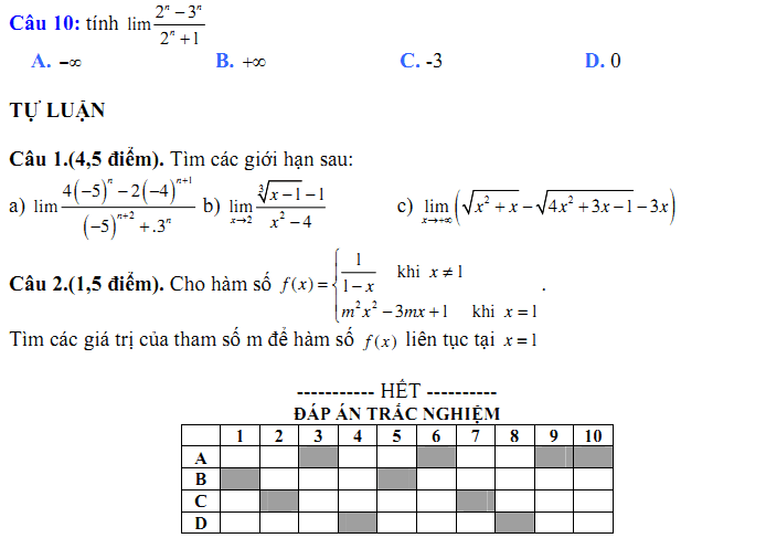 Đề kiểm tra 1 tiết Toán 11 Chương 4 Đại số - Đề 21 I Toploigiai