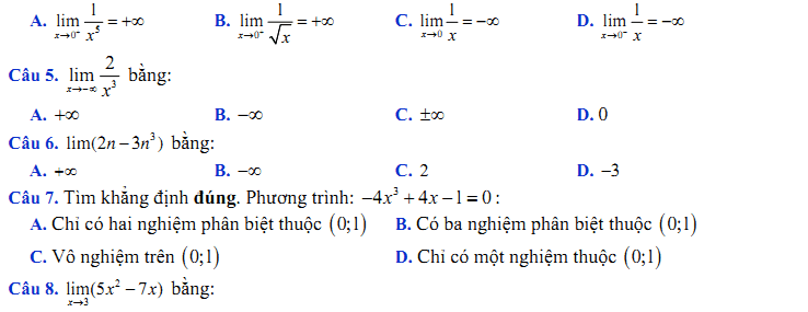 Đề kiểm tra 1 tiết Toán 11 Chương 4 Đại số - Đề 26 I Toploigiai