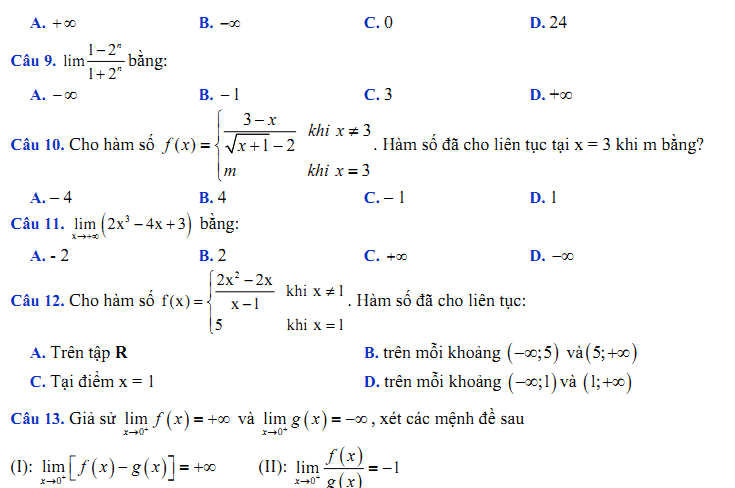 Đề kiểm tra 1 tiết Toán 11 Chương 4 Đại số - Đề 26 I Toploigiai