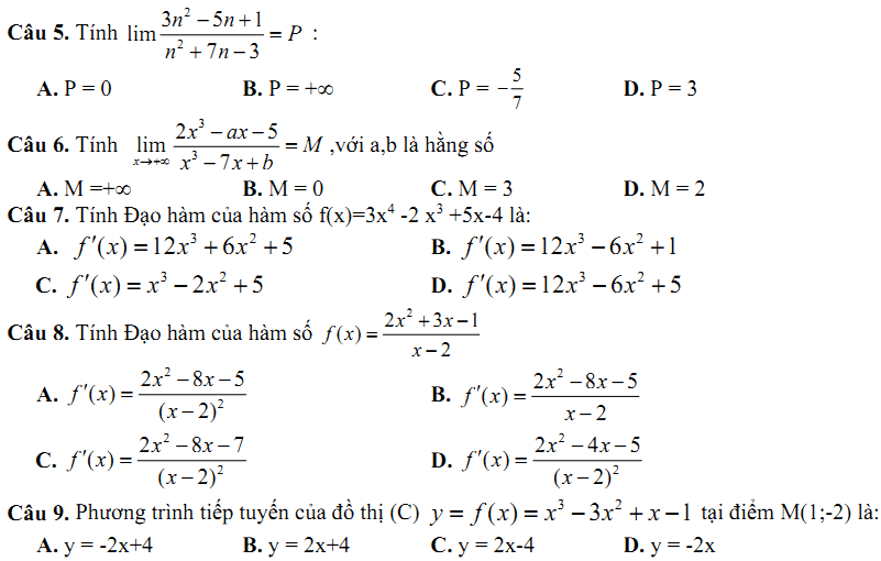 Đề kiểm tra 1 tiết Toán 11 Chương 4 Đại số - Đề 27 I Toploigiai