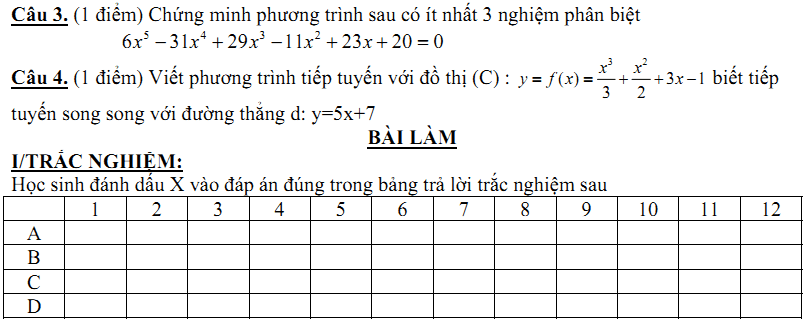 Đề kiểm tra 1 tiết Toán 11 Chương 4 Đại số - Đề 27 I Toploigiai
