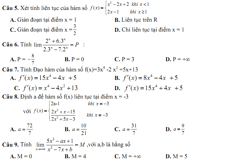 Đề kiểm tra 1 tiết Toán 11 Chương 4 Đại số - Đề 28 I Toploigiai