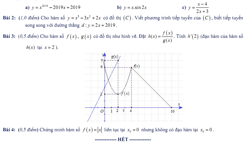 Đề kiểm tra 1 tiết Toán 11 Chương 5 Đại số - Đề 1 I Toploigiai