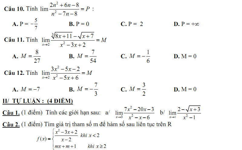 Đề kiểm tra 1 tiết Toán 11 Chương 5 Đại số - Đề 3 I Toploigiai
