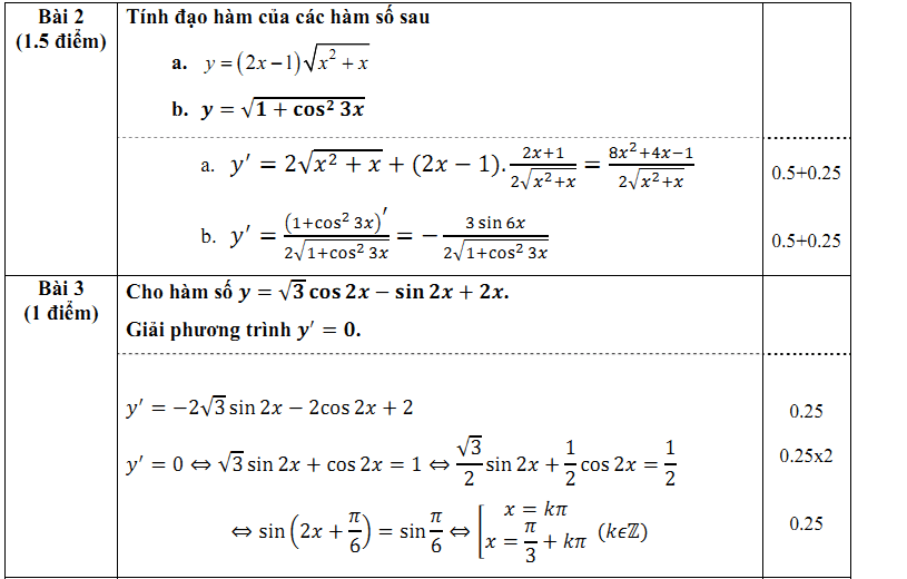 Đề kiểm tra 1 tiết Toán 11 Chương 5 Đại số - Đề 12 I Toploigiai