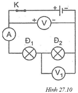 Giải SBT Vật lý 7: Bài 27. Thực hành. Đo cường độ dòng điện và hiệu điện thế đối với đoạn mạch nối tiếp – TopLoigiai (ảnh 10)