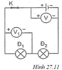 Giải SBT Vật lý 7: Bài 27. Thực hành. Đo cường độ dòng điện và hiệu điện thế đối với đoạn mạch nối tiếp – TopLoigiai (ảnh 11)