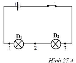 Giải SBT Vật lý 7: Bài 27. Thực hành. Đo cường độ dòng điện và hiệu điện thế đối với đoạn mạch nối tiếp – TopLoigiai (ảnh 4)